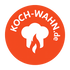 Rundes Logo von Koch-Wahn.de  mit stilisierter Flamme über gekreuztem Kochlöffel und Pfannenwender – Symbol für kreative Küche, clevere Küchentipps und genussvolle Geschenkideen.